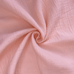 Ткань Муслин Жатый, цвет Нежно-Розовый (на отрез)  в Одинцово
